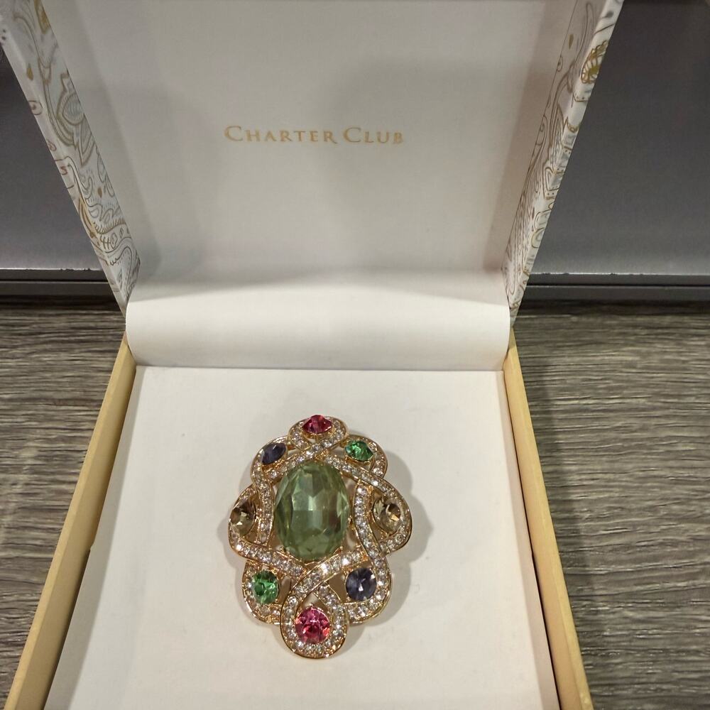 Charter Club Gold Tone Pave Pin Brooch NWT